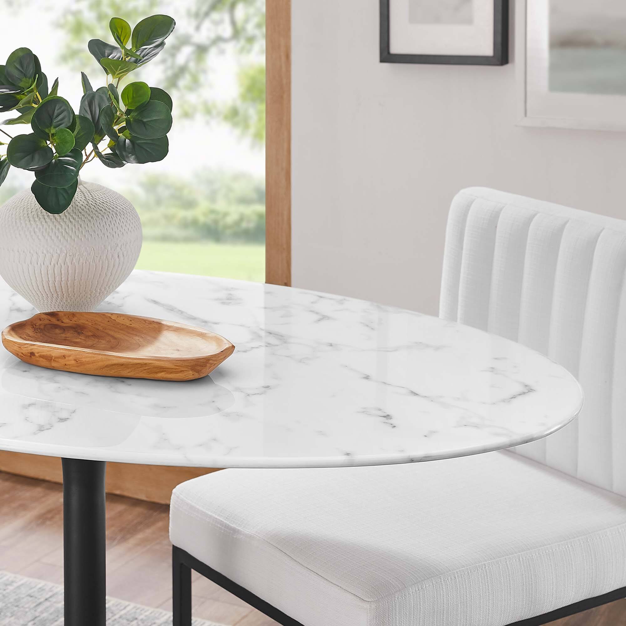 Alt View 6. Modway - Lippa 48" Oval Faux Marble Dining Table by Modway - Black White.