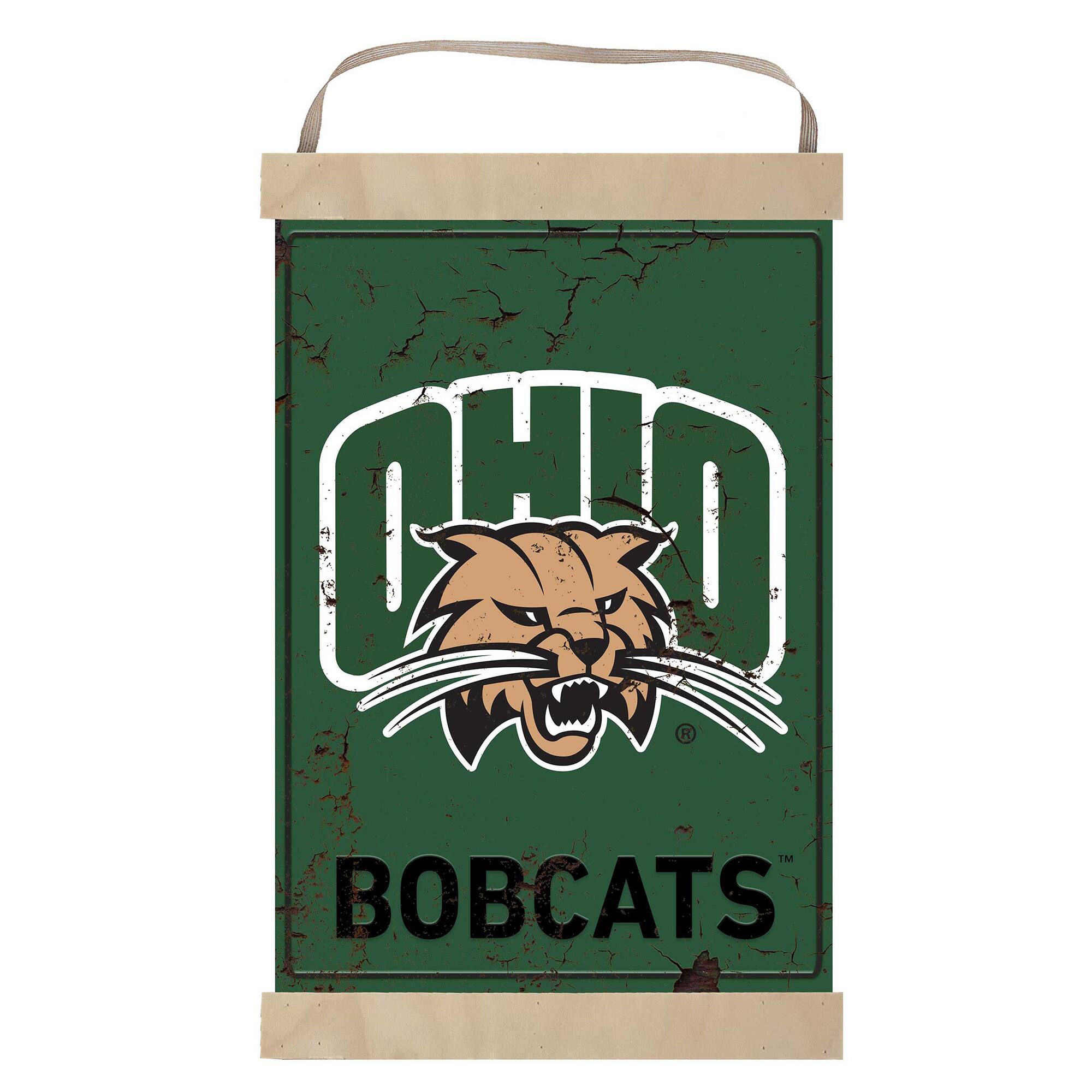 Alt View 1. Jardine - Ohio Bobcats Retro Logo Banner Sign - Green.