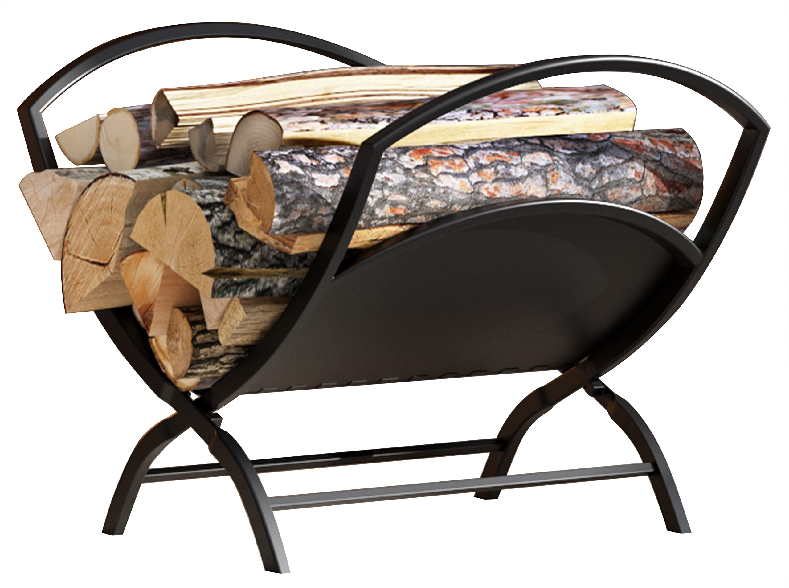 Front. JETRANSPORT - Fireplace Log Holder Folding Firewood Rack Indoor Outdoor Stacking Storage For By Fireplace classic log holder - Default.