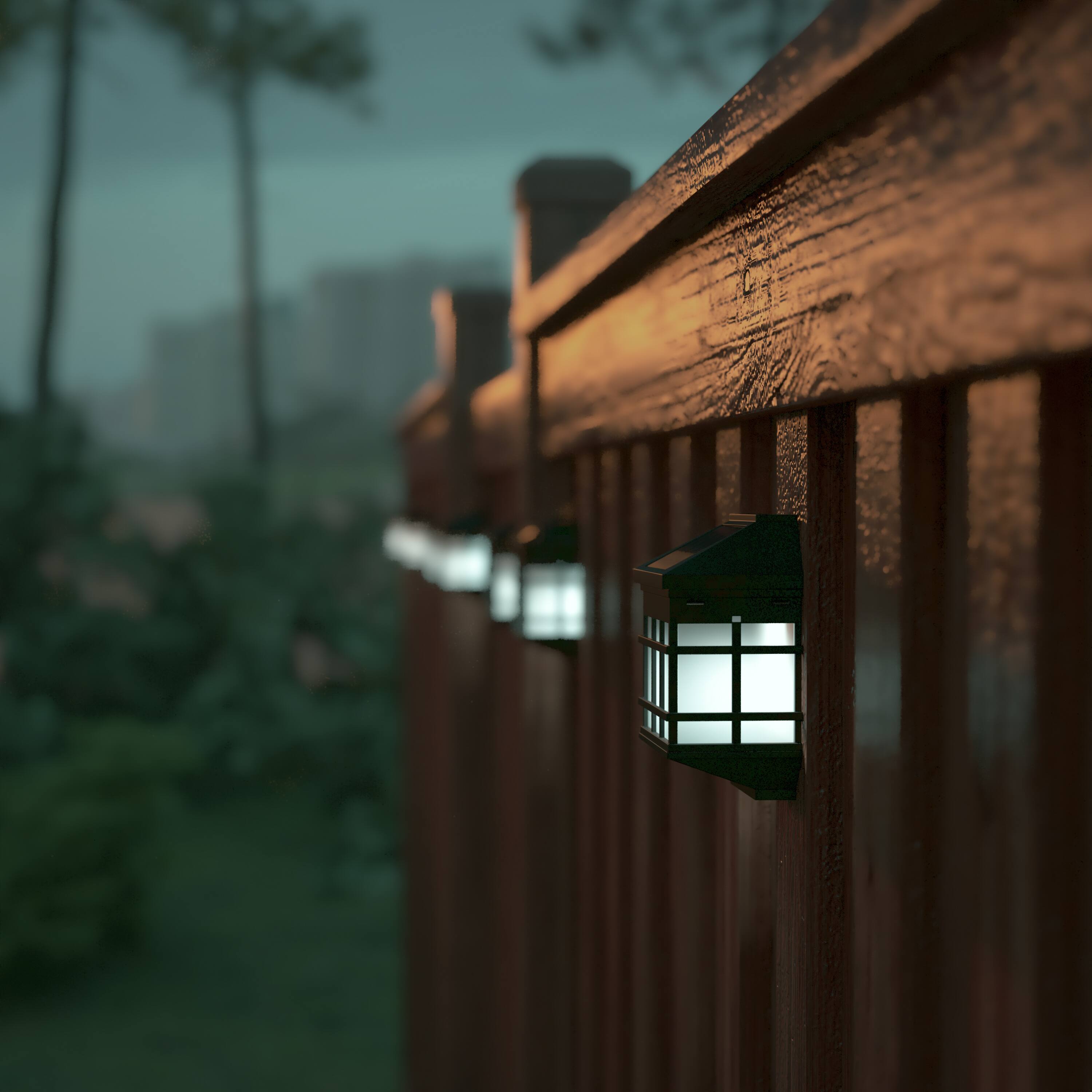 Alt View 2. Emma + Oliver - Set of 6 Solar Deck and Fence Lights, Decorative Outdoor Solar Powered Weatherproof Wall Mount Fence and Deck Lighting - Black.