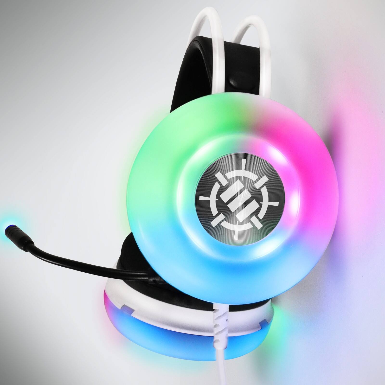Back. ENHANCE - Theorem 3 White Headset - PC Gaming Headset with 2.0 Stereo Sound, 50mm Drivers - White.