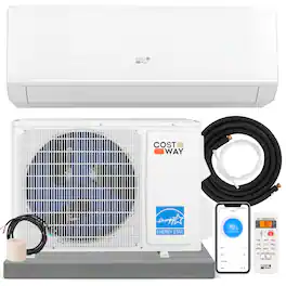 Costway - 12000 BTU Mini Split Air Conditioner & Heater with 1 Ton Heat Pump Installation Kit - White