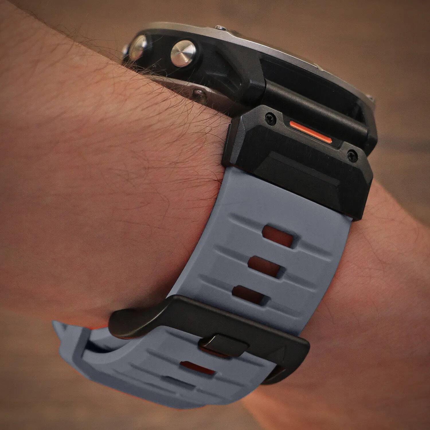 Back. StrapsCo - Elite FKM Strap QuickFit 26 Watch Band For Garmin Quatix 8 – 51mm - Slate.