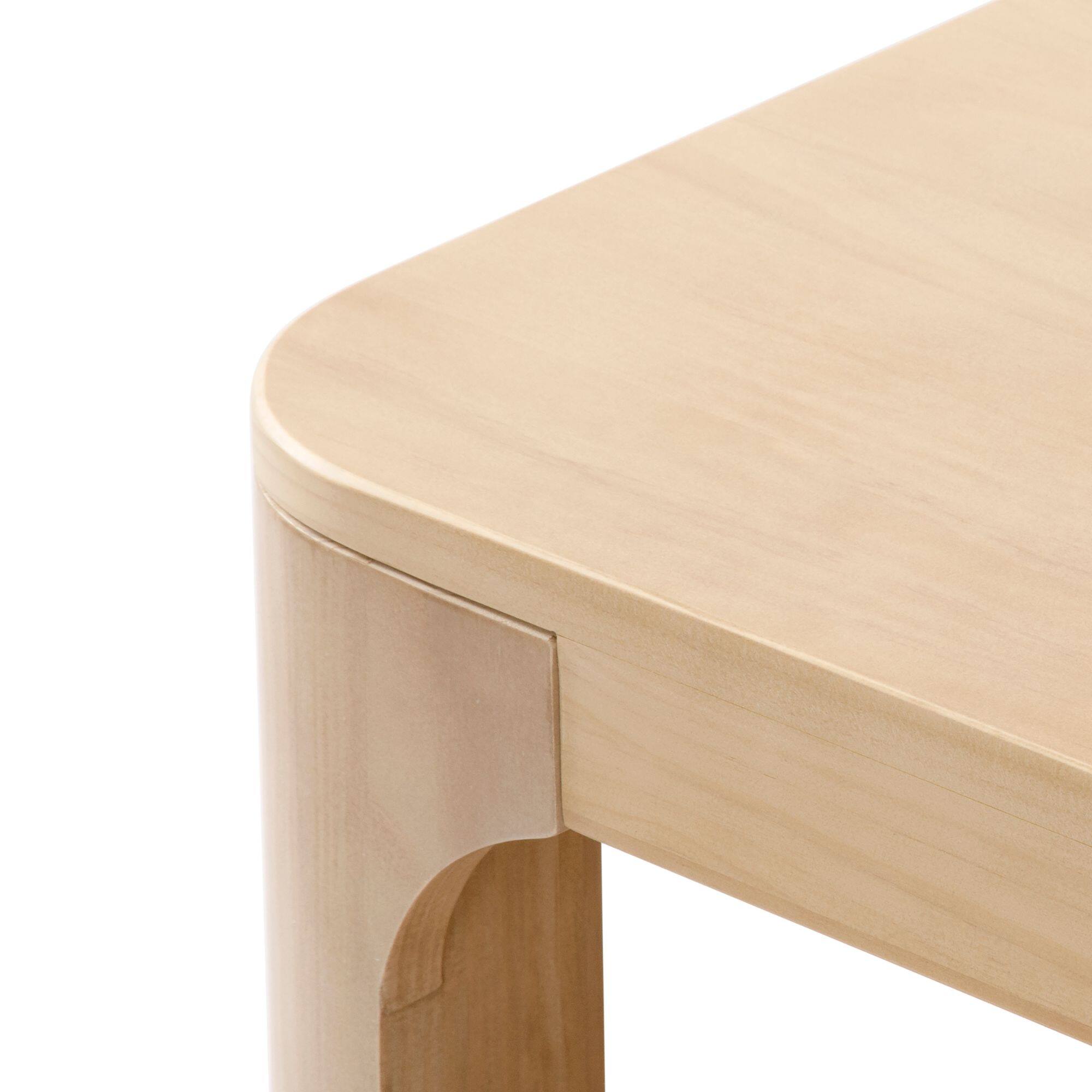 Alt View 2. Plank+Beam - Modern Rounded Rectangular Side Table with Shelf (25in x 15in / 630mm x 375mm), Blonde - Blonde.