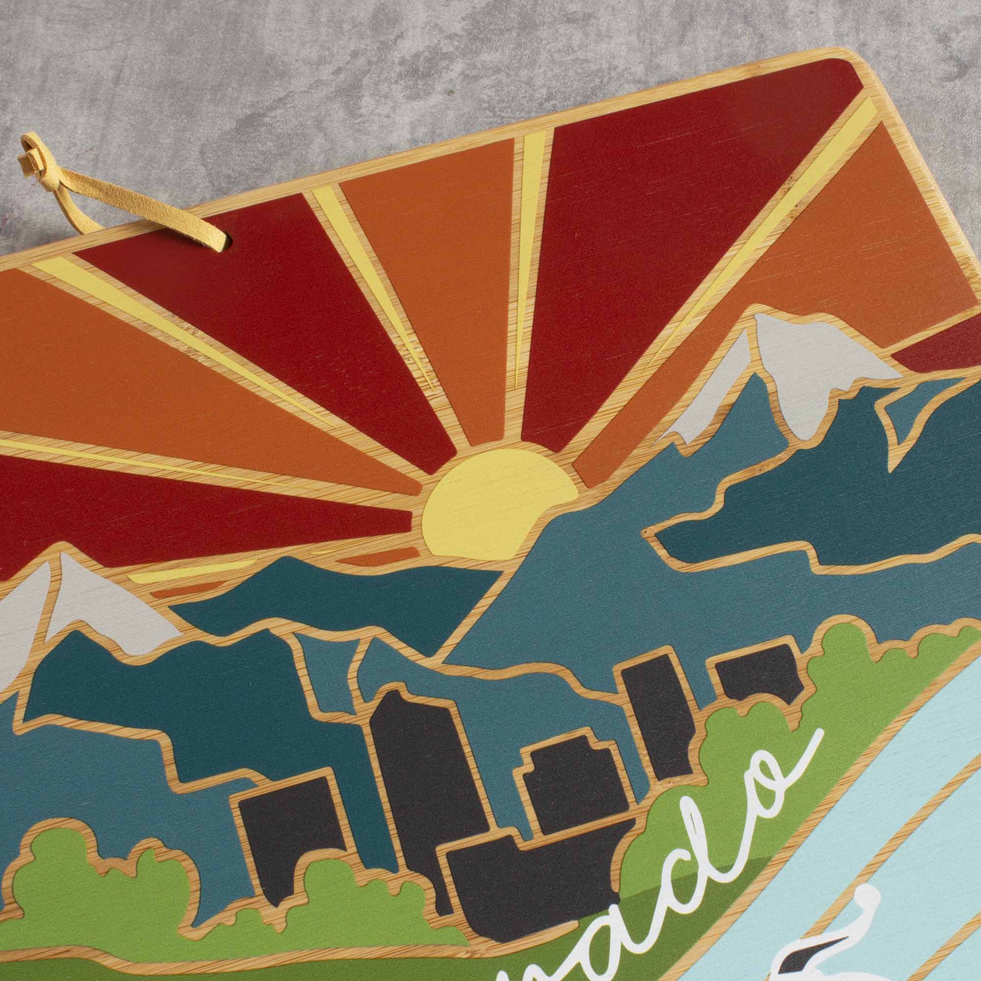 Alt View 2. Totally Bamboo - Colorado Cutting Board with Artwork by Summer Stokes.