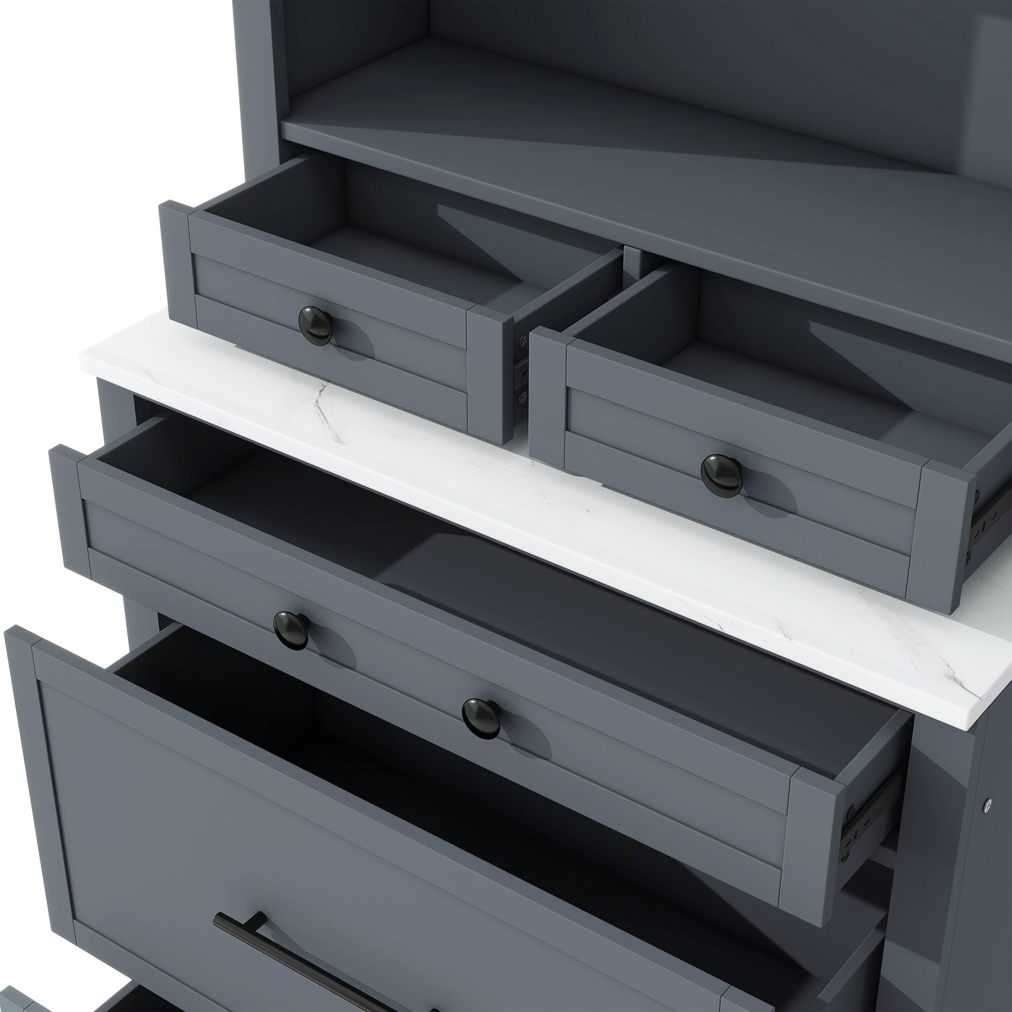 Alt View 5. Spaco - Spaco Freestanding Pantry Cabinet with Drawer, Adjustable Shelves for Kitchen Storage, Modern Coffee Bar Buffet - Gray.