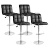 Front. Costway - Modern Swivel Bar Stools Set of 4 with Heavy-duty Metal Base & Footrest Back - Black.