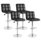 Front. Costway - Modern Swivel Bar Stools Set of 4 with Heavy-duty Metal Base & Footrest Back - Black.