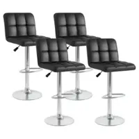 Costway - Modern Swivel Bar Stools Set of 4 with Heavy-duty Metal Base & Footrest Back - Black - Front_Zoom