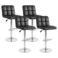 Front. Costway - Modern Swivel Bar Stools Set of 4 with Heavy-duty Metal Base & Footrest Back - Black.