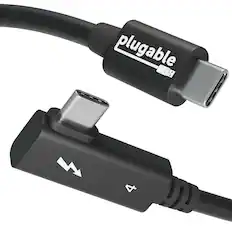 Front. Plugable - Thunderbolt 4 Cable Right Angle 40Gbps with 240W EPR Charging, 8K Display, Intel Certified 2.6 Feet (80CM) - Black.