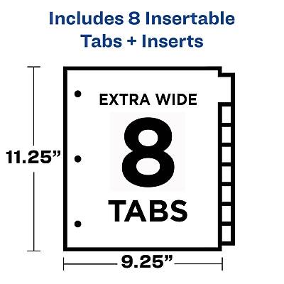 Includes 8 Insertable Tabs + Inserts

11.25"  
EXTRA WIDE 8 TABS  
9.25"