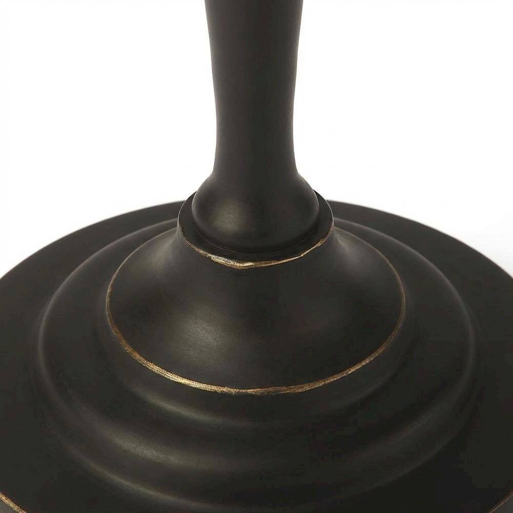 Alt View 1. Starlight Canyon Home - Round Metal End Table, Distressed Traditional Side Table for Living Room - Black.