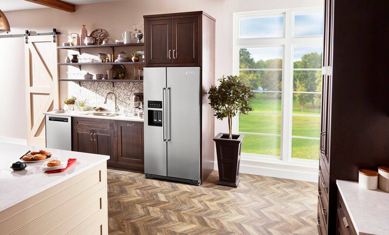 Alt View 18. KitchenAid - 19.8 Cu. Ft. Side-by-Side Counter-Depth Refrigerator - Stainless steel.