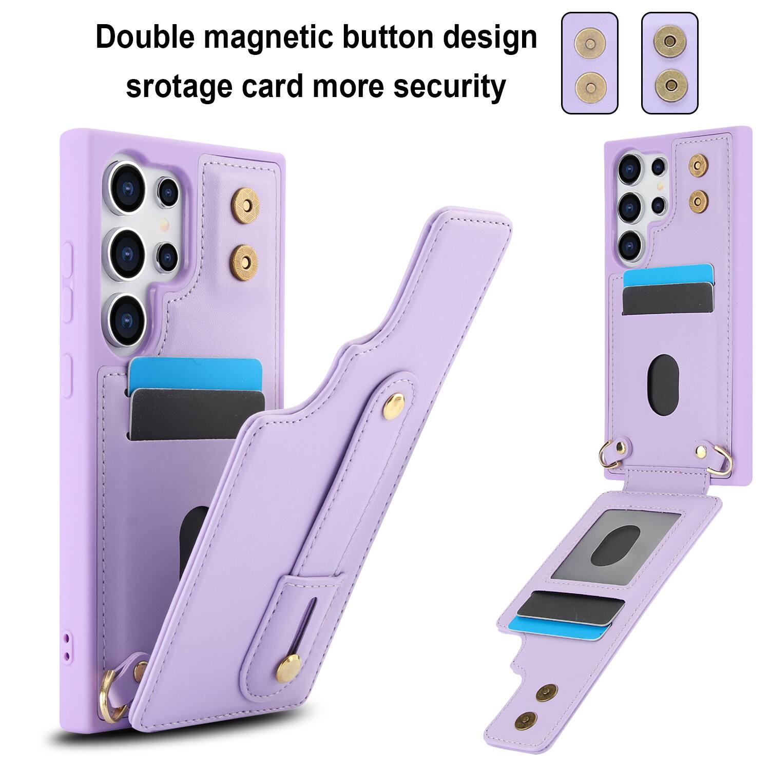 Double magnetic button design storage card more security