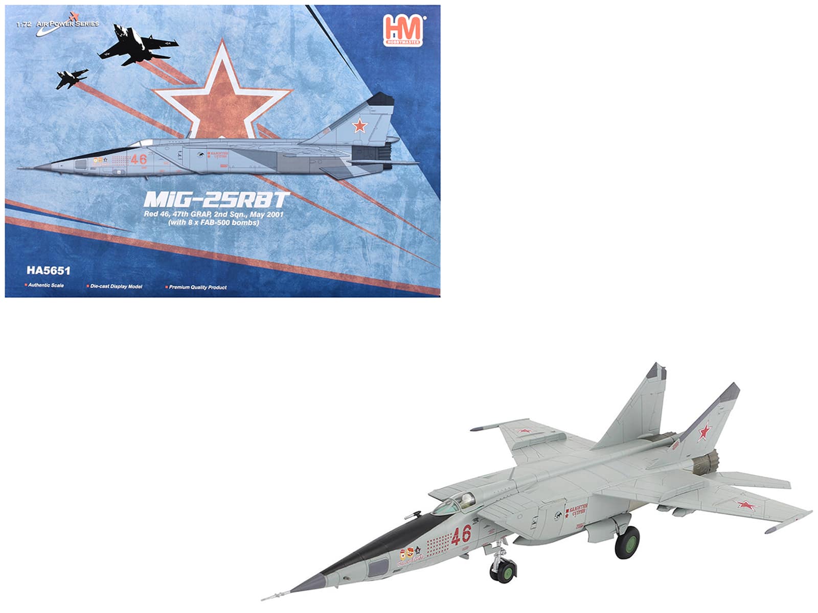 "Mikoyan-Gurevich MiG-25RBT Aircraft ""Red 46, 2nd Squadron"" (2001) Russian Air Force 1/72 Diecast Model by Hobby Master" price history on PriceWatchPro