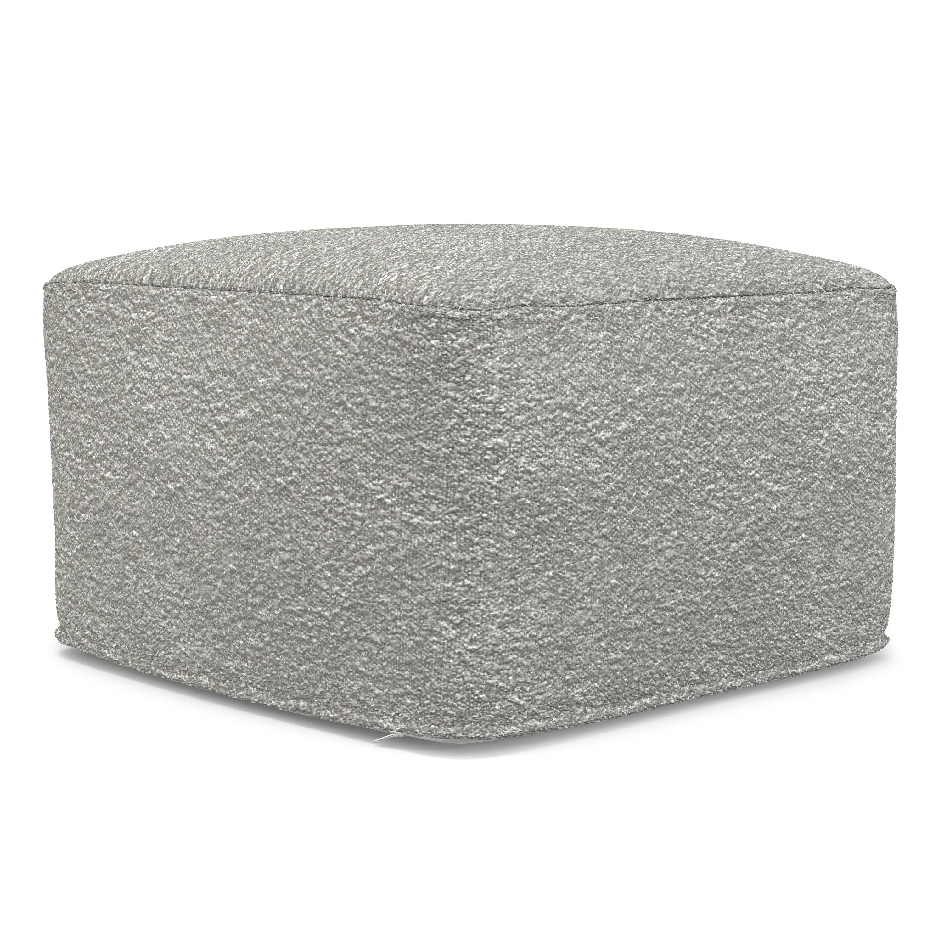 Alt View 1. Simpli Home - Chantal 24 inch Wide Contemporary Pouf in Light Grey Boucle Fabric - Light Grey.