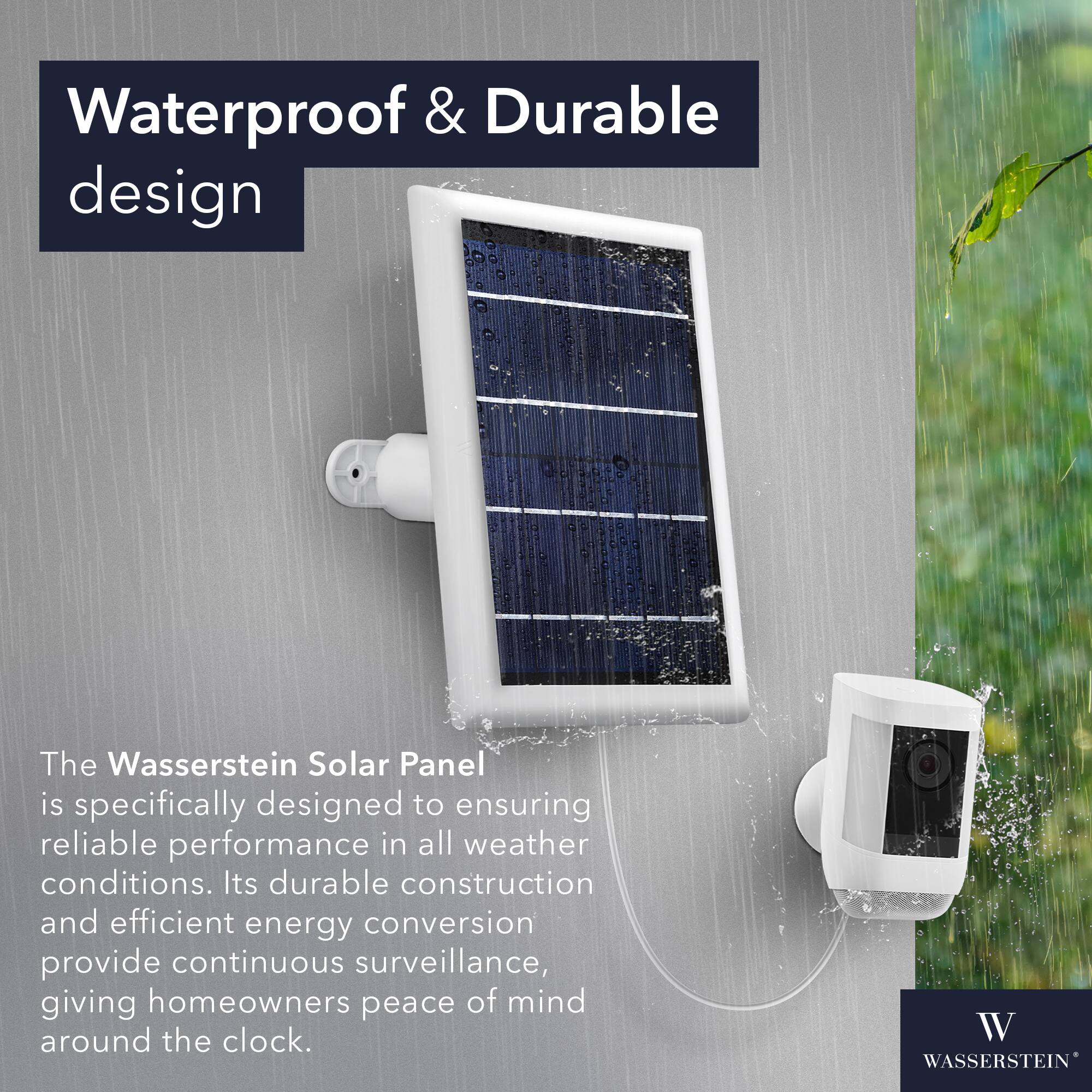 Waterproof & Durable design

The Wasserstein Solar Panel is specifically designed to ensure reliable performance in all weather conditions. Its durable construction and efficient energy conversion provide continuous surveillance, giving homeowners peace of mind around the clock.