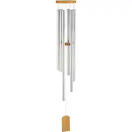 FC Design - 52" Long Silver Wood Top Traditional Wind Chime Outdoor Patio or Garden Hanging Decoration