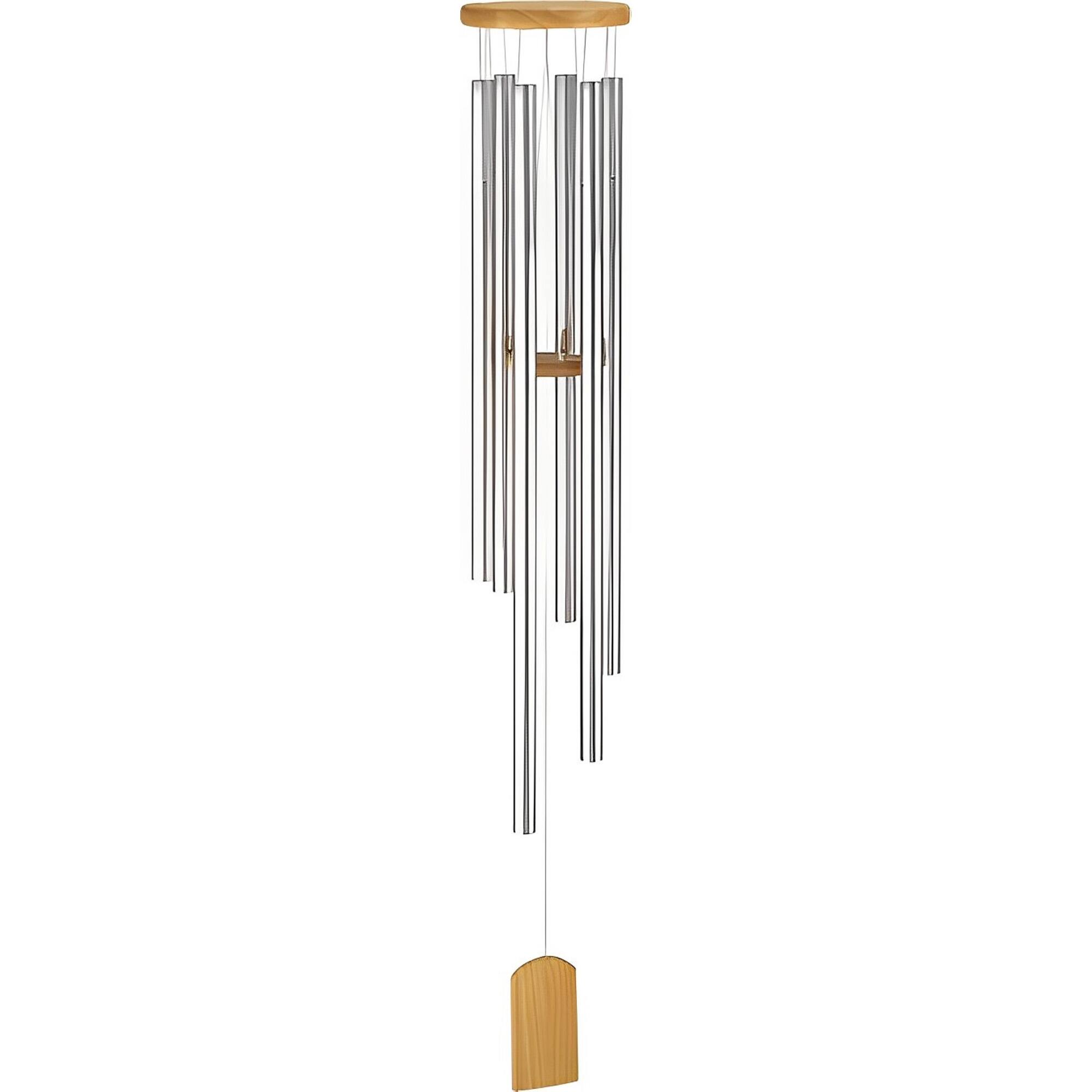 Front. FC Design - FC Design 52" Long Silver Wood Top Traditional Wind Chime Outdoor Patio or Garden Hanging Decoration - Multi-Color.