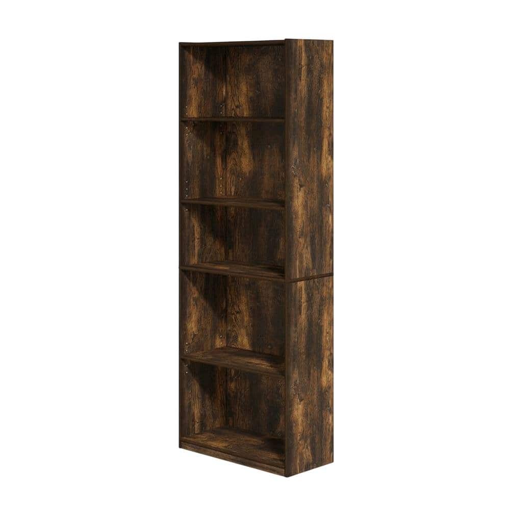FurniFact - Wooden Bookcase in Finish with Open Shelves for Living Room Storage - Amber Oak
