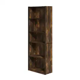FurniFact - Wooden Bookcase in Finish with Open Shelves for Living Room Storage - Amber Oak