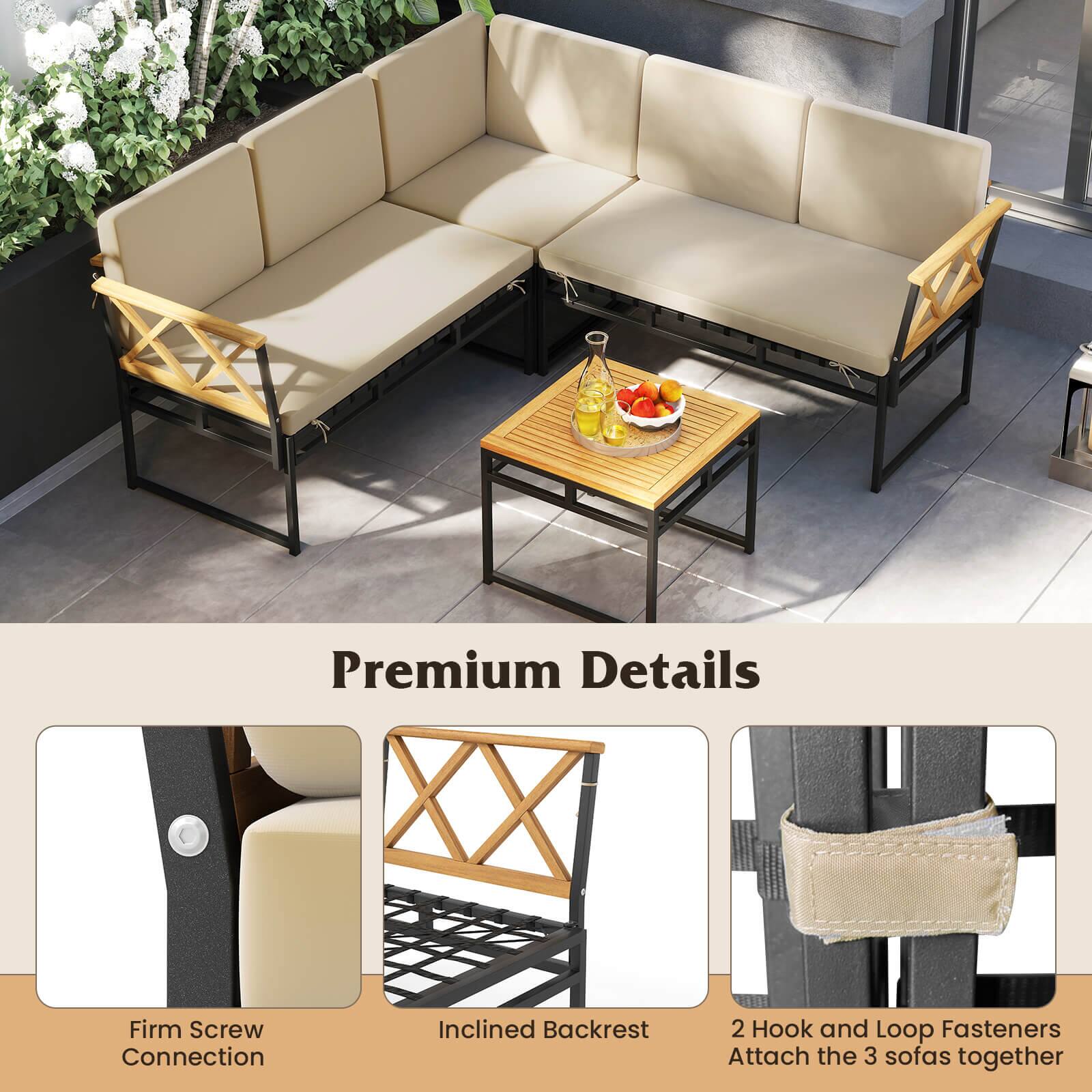 Premium Details
Firm Screw Connection
Inclined Backrest
2 Hook and Loop Fasteners Attach the 3 sofas together
