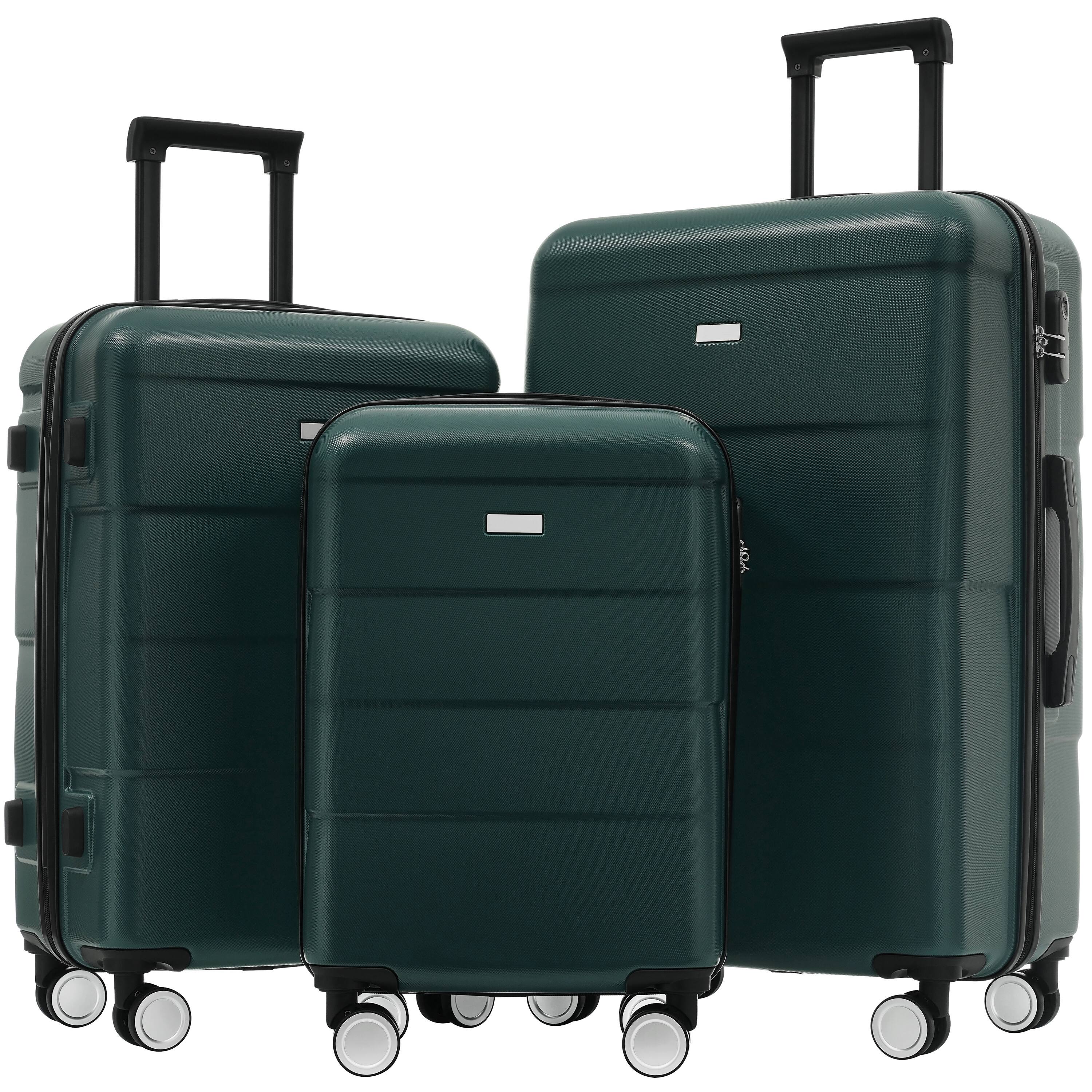 Front. Boyel Living - Dark Green Hardshell Luggage Set 2Pcs Spinner Suitcase with TSA Lock ABS Lightweight Material - Dark Green.