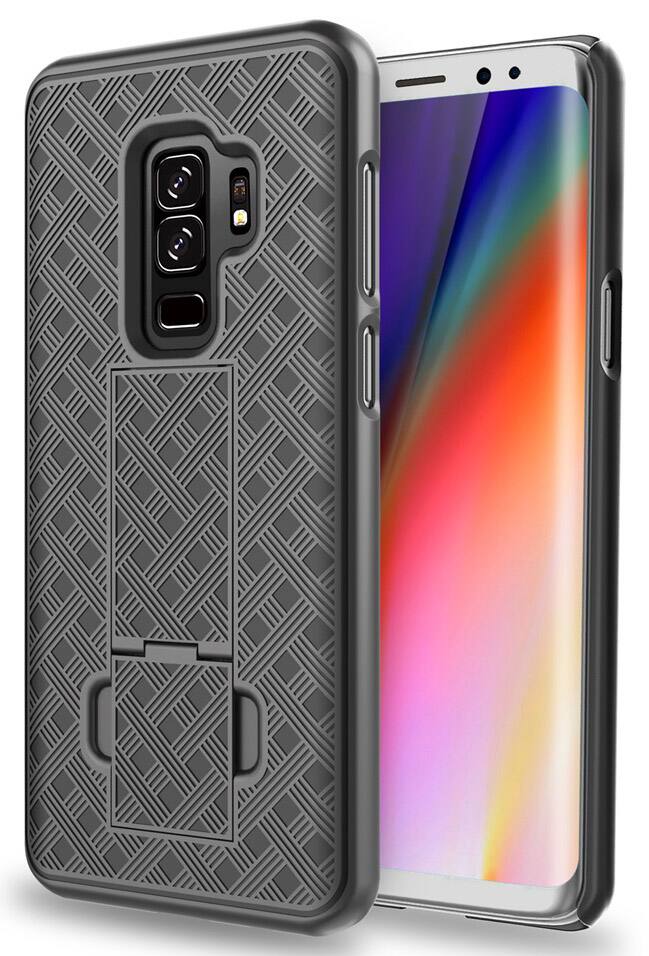 Alt View 2. Nakedcellphone - Case with Stand and Belt Clip Holster for Samsung Galaxy S9 Plus - Black.
