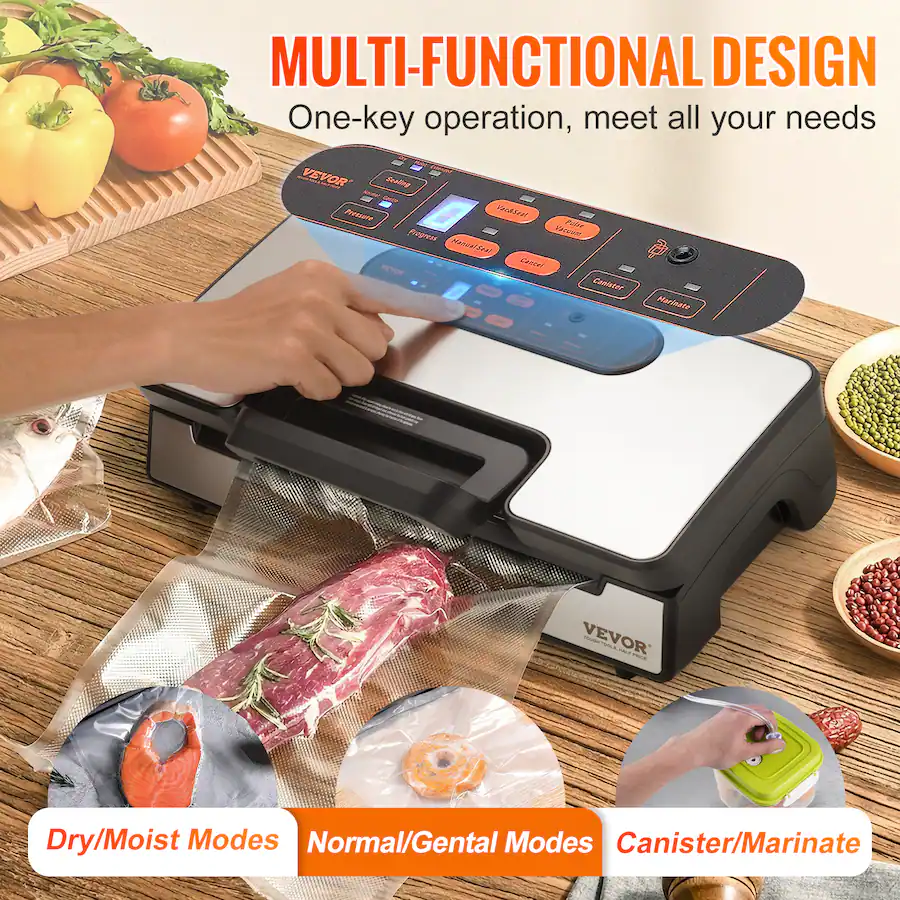 VEVOR Vacuum Sealer Machine, 90Kpa 130W Powerful Dual Pump and Dual ...