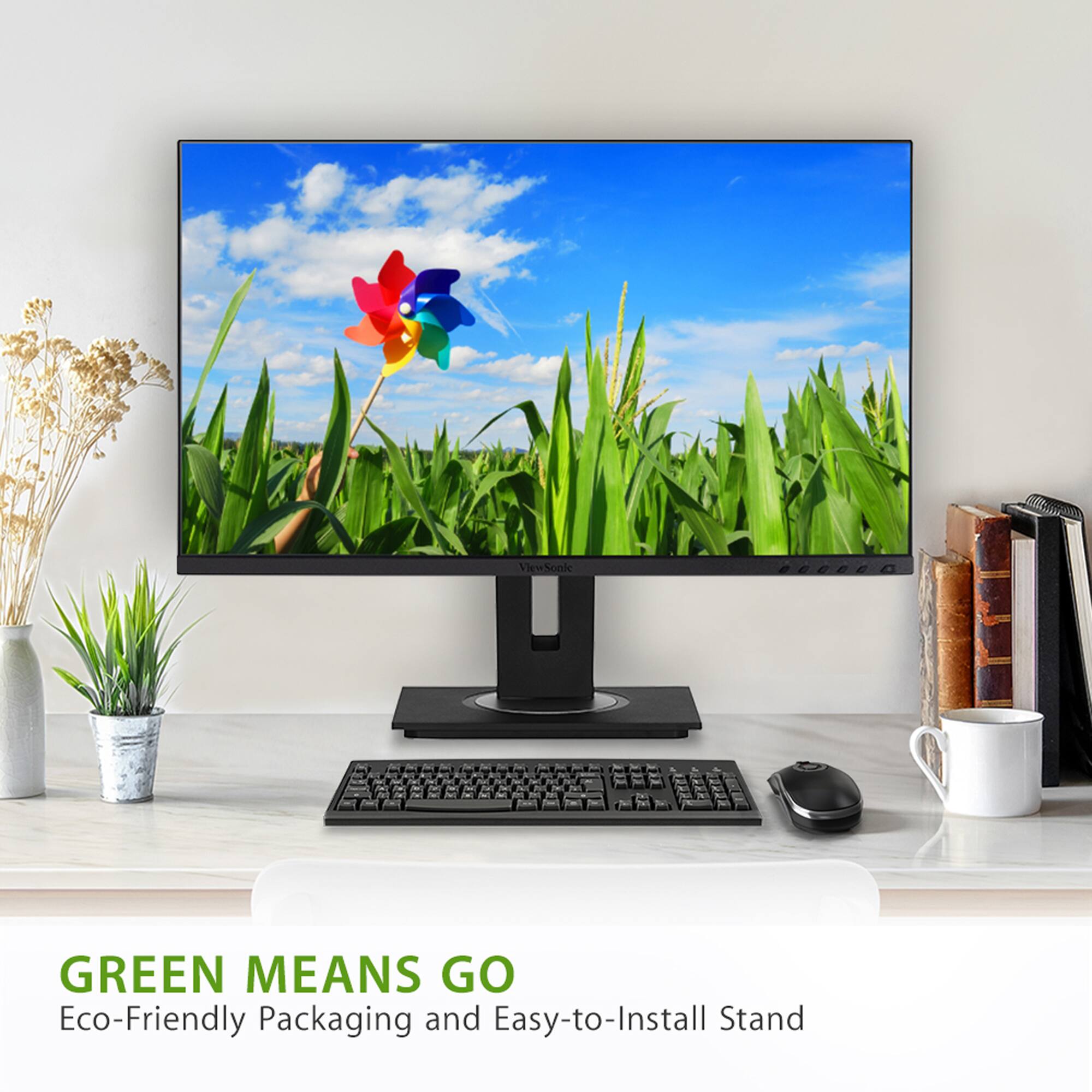 VESA GREEN MEANS GO Eco-Friendly Packaging and Easy-to-Install Stand