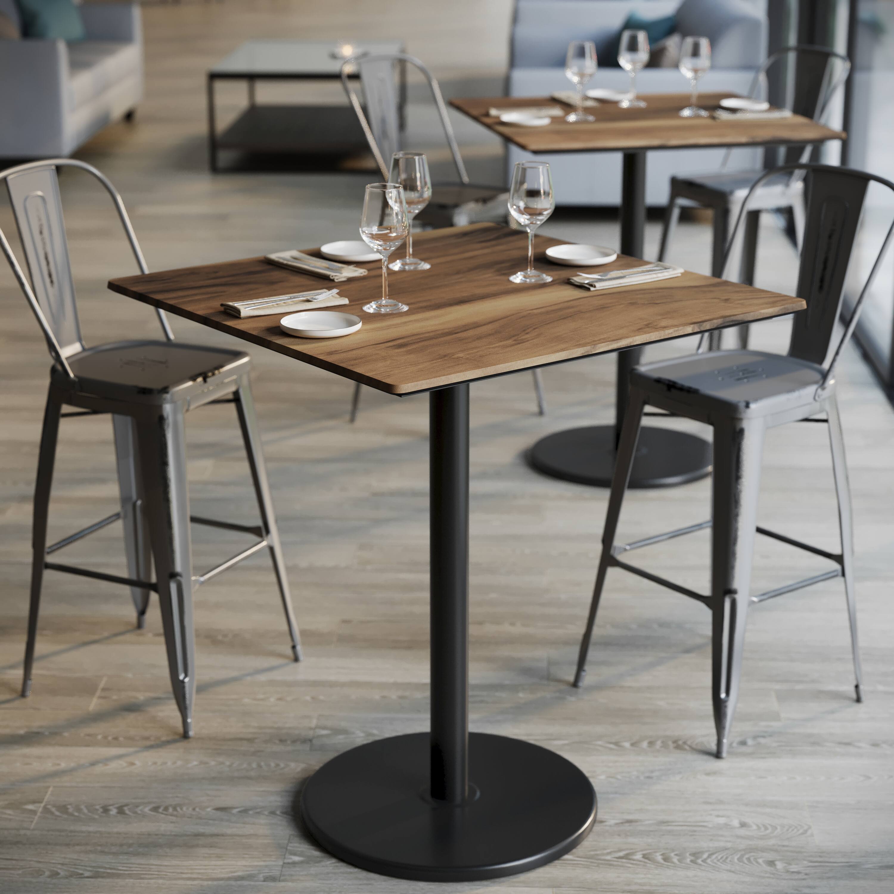 Alt View 4. Emma + Oliver - PureShield Tabletop with Seam-Free Surface Innovation and Bar Height Base - Natural/Black Base.