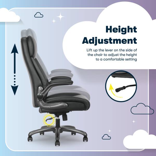 Height Adjustment  
Lift up the lever on the side of the chair to adjust the height to a comfortable setting.