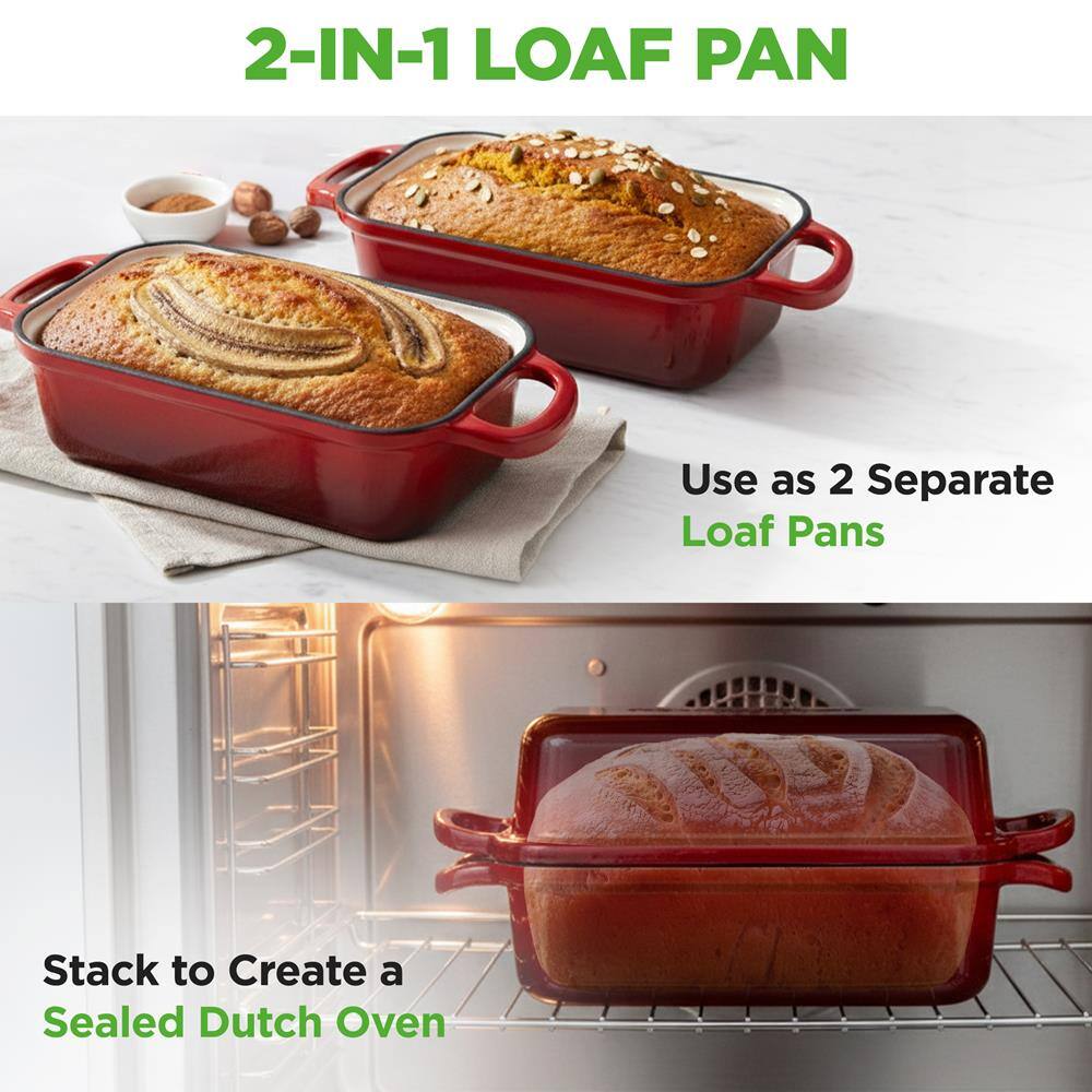 2-IN-1 LOAF PAN

Use as 2 Separate Loaf Pans

Stack to Create a Sealed Dutch Oven