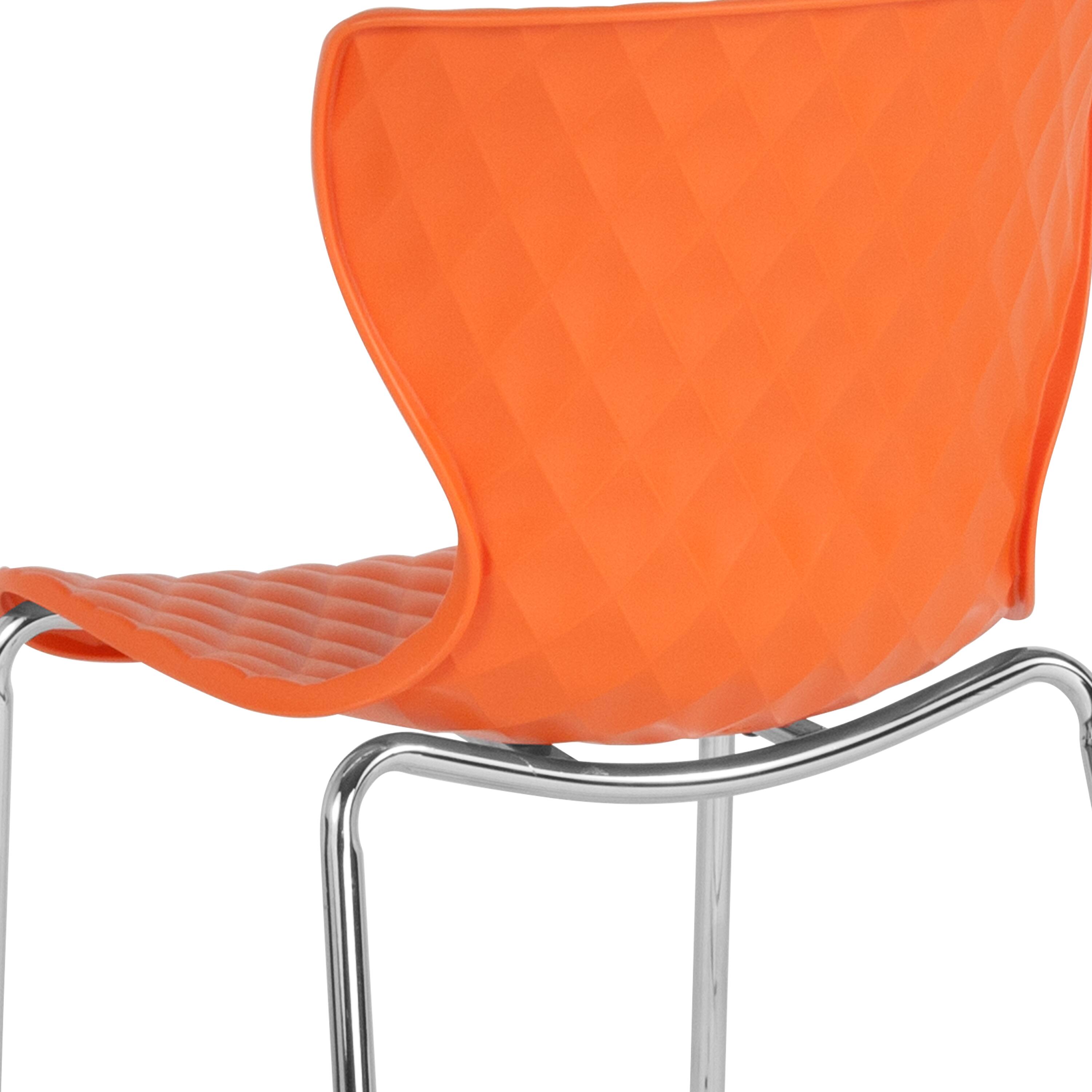 Alt View 9. Emma + Oliver - 4 Pack Contemporary Design Plastic Stack Chair - Orange.