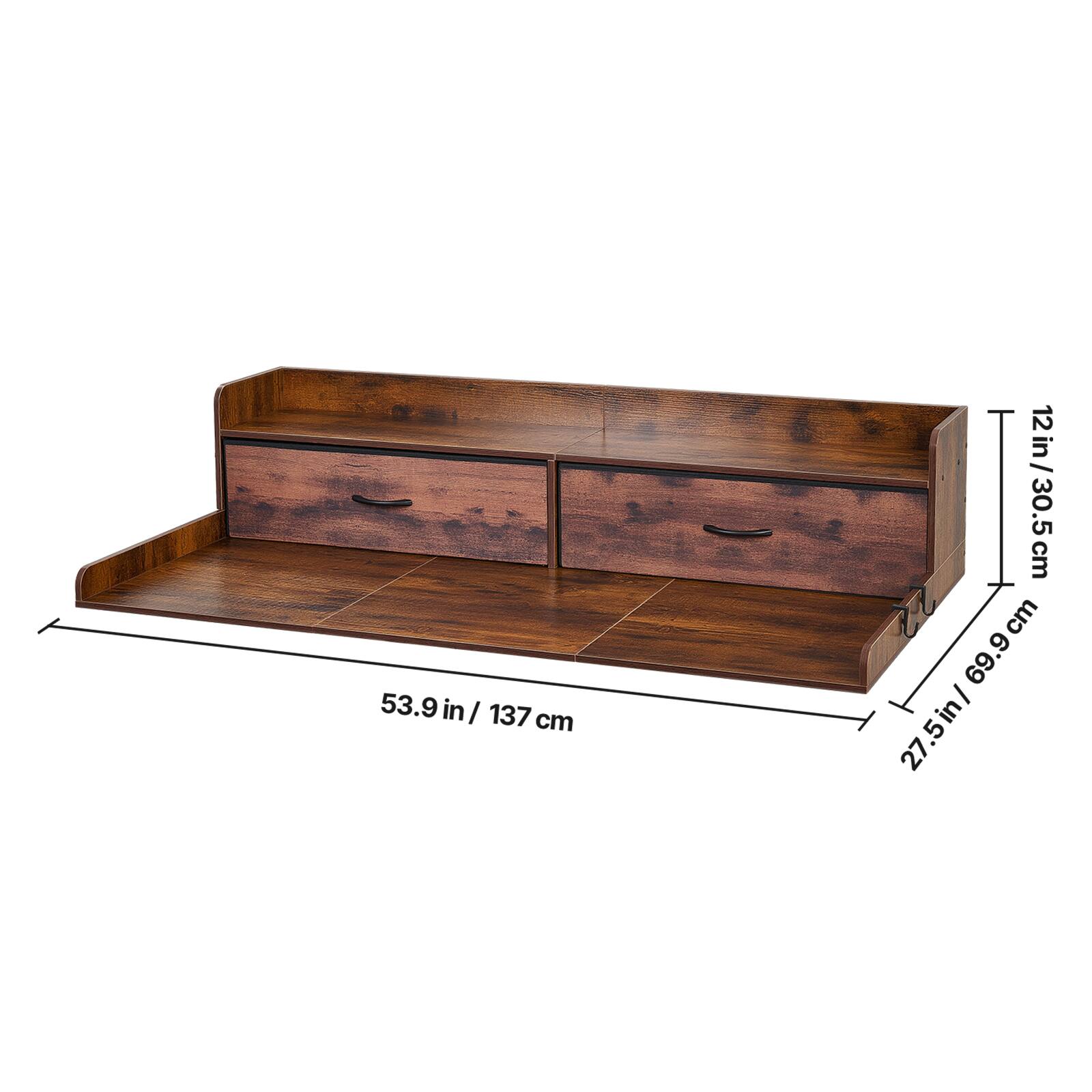 53.9 in / 137 cm  
12 in / 30.5 cm  
27.5 in / 69.9 cm