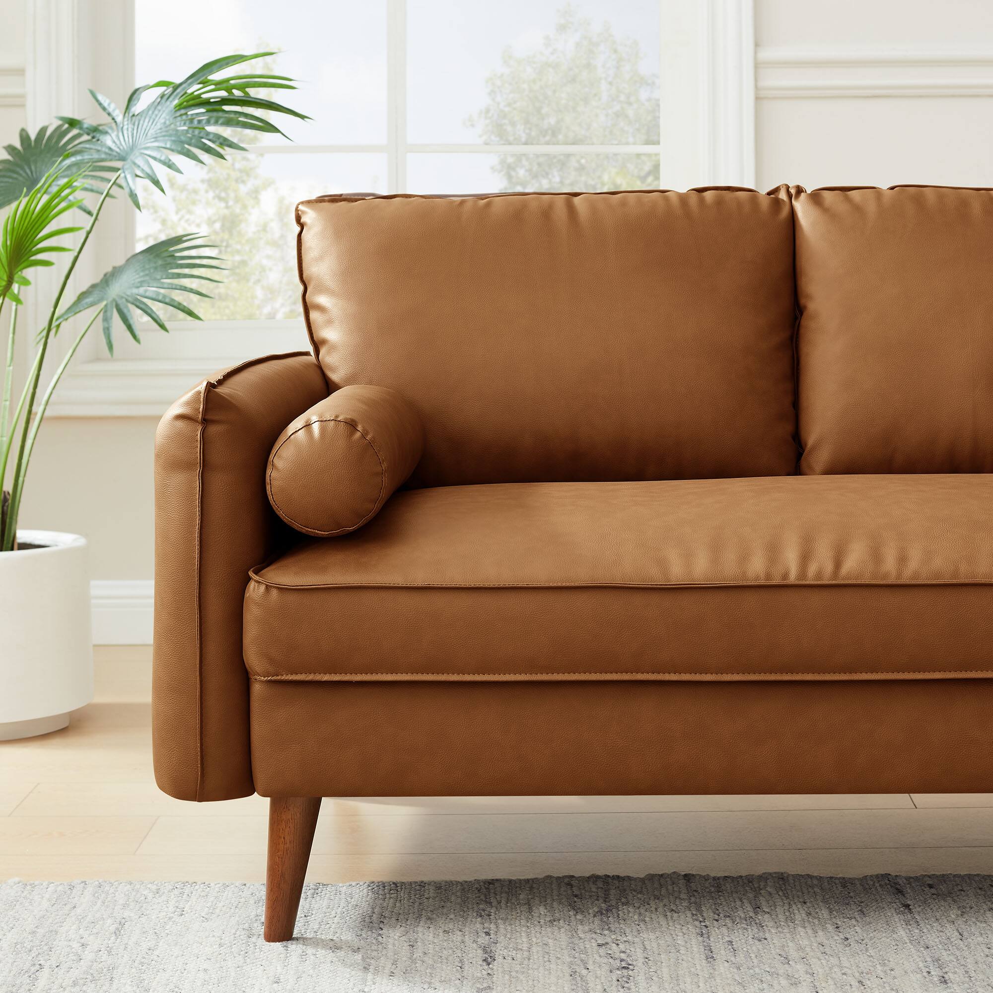 Alt View 1. Modway - Revive Upholstered Vegan Leather Loveseat by Modway - Tan.