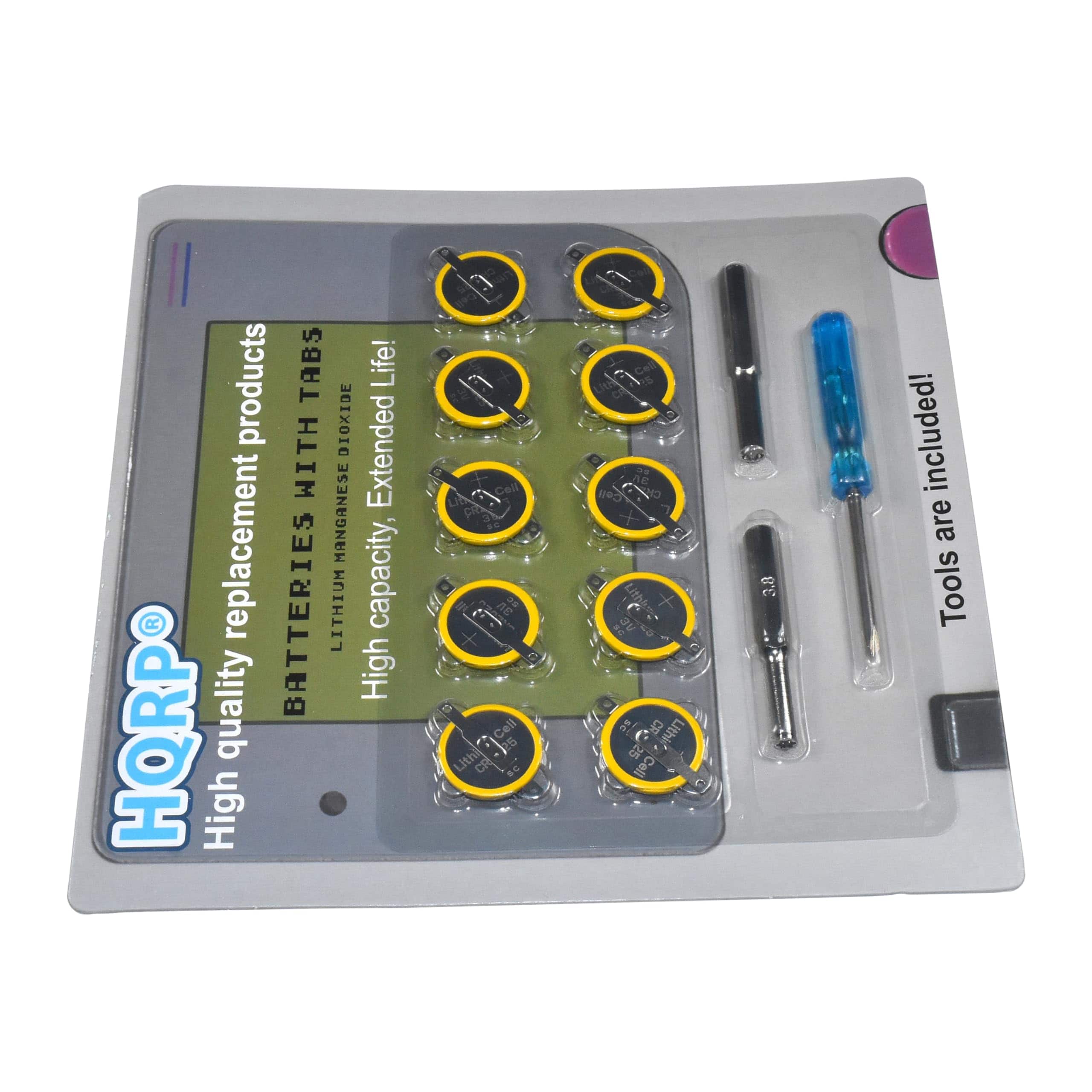 HQRP 10 Pack Tabbed CR2025 Battery for Game Boy Color & Game Boy