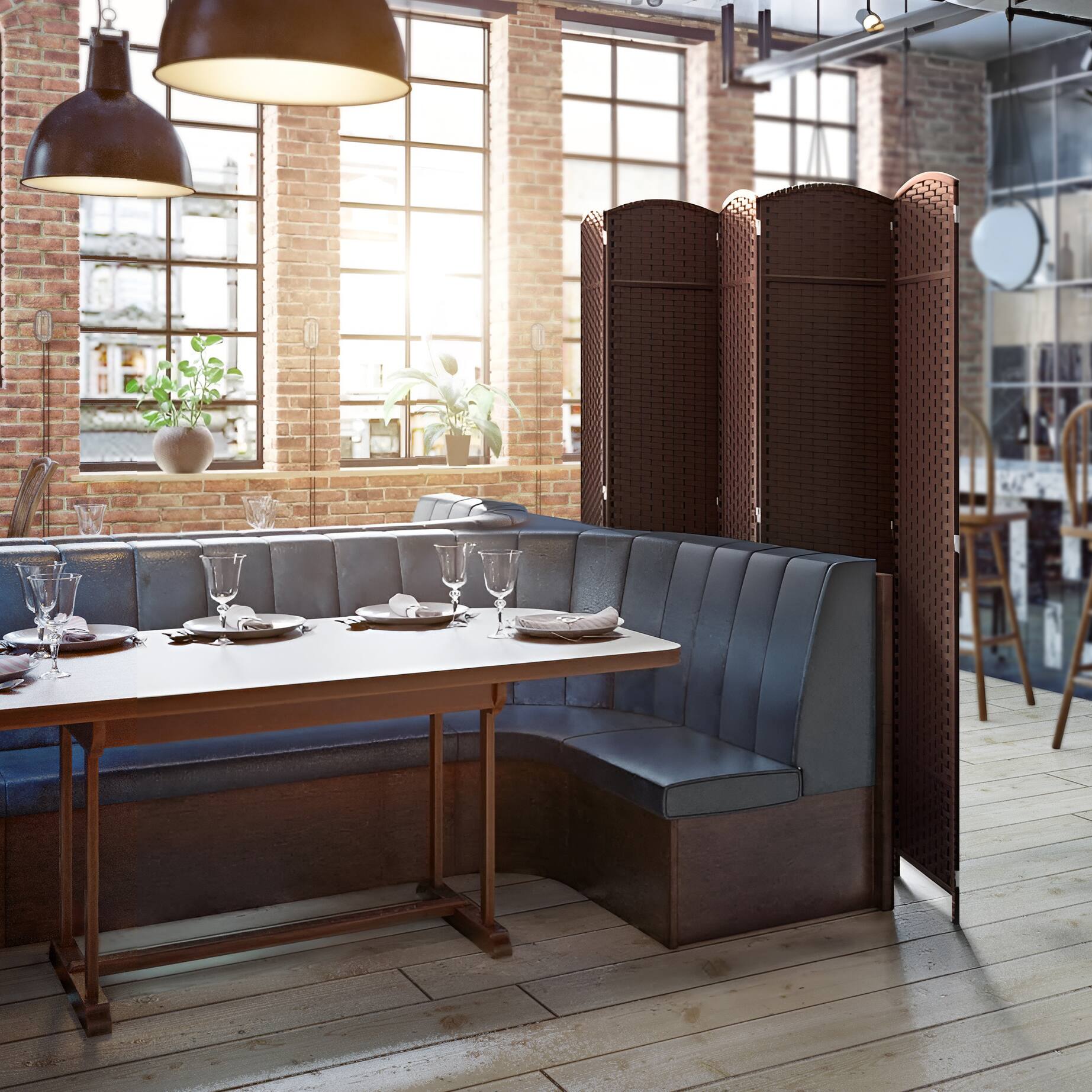 Alt View 6. Sorbus - Sorbus Extra Wide Double Hinged 5-Panels Partition Room Dividers, Chocolate - Chocolate.