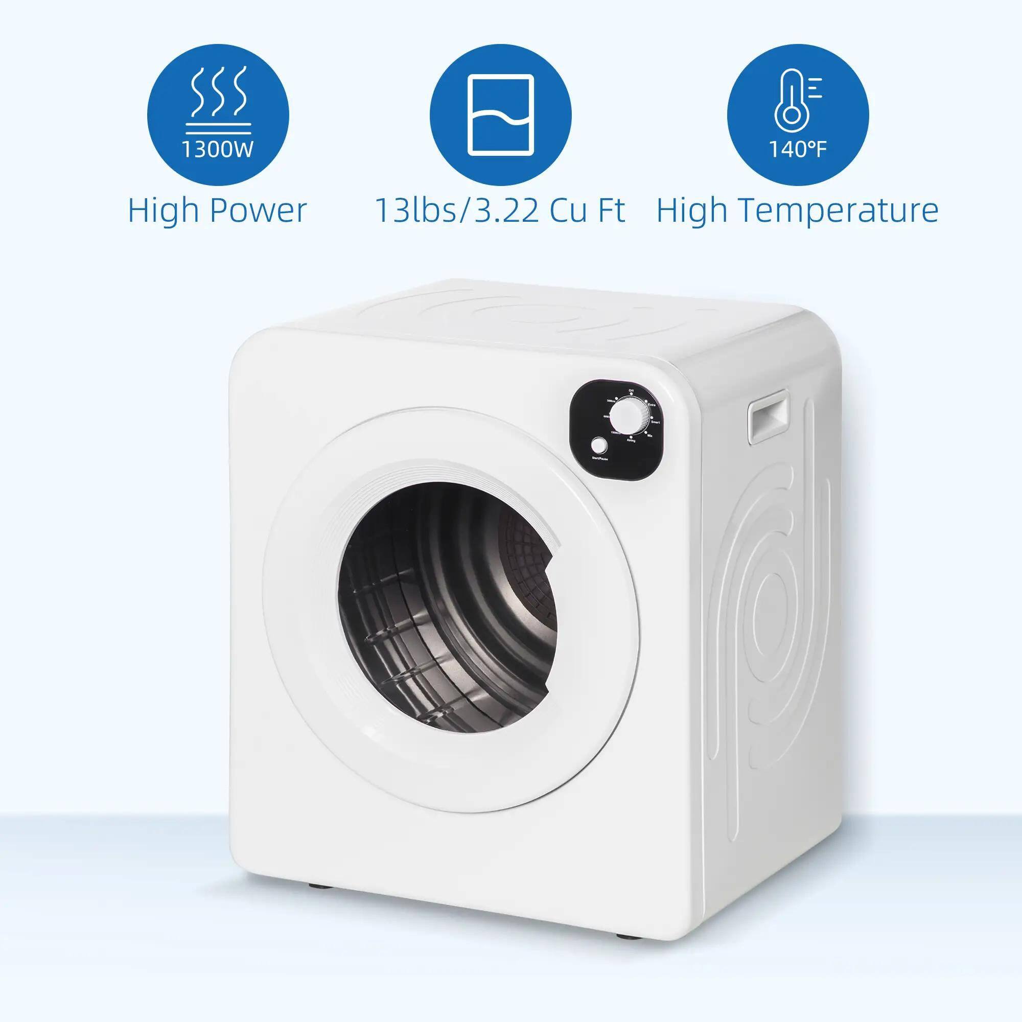 1300W  
High Power  

13lbs/3.22 Cu Ft  

140°F  
High Temperature