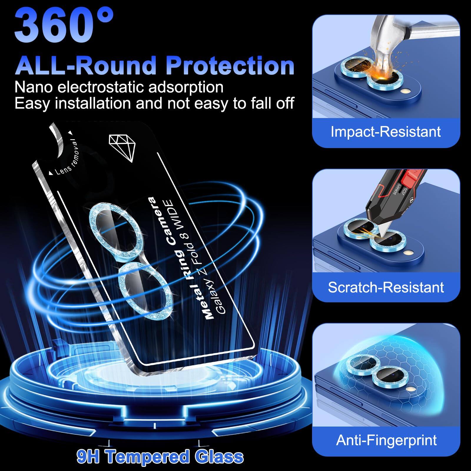 360° ALL-Round Protection  
Nano electrostatic adsorption  
Easy installation and not easy to fall off  
Impact-Resistant  
Scratch-Resistant  
9H Tempered Glass  
Anti-Fingerprint