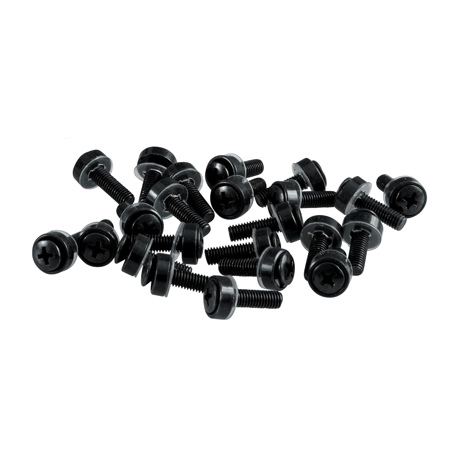 Angle. Gator - 25-Pack of #10-32 x 3/4-Inch Rack Screws for Equipment Mounting, Steel Construction.