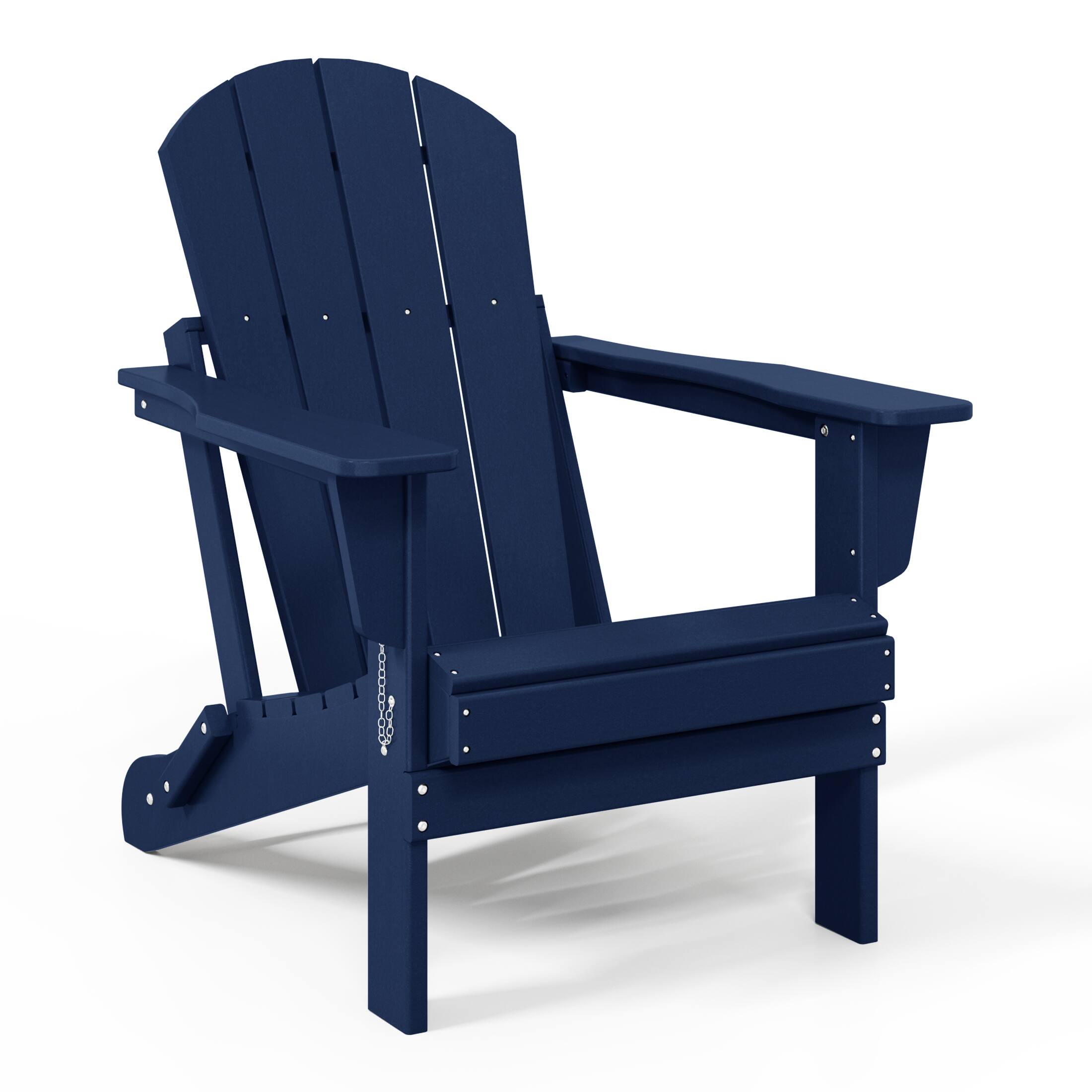Left. WestinTrends - WestinTrends Malibu Outdoor HDPE Folding Poly Adirondack Chairs (Set of 4) - Navy Blue.