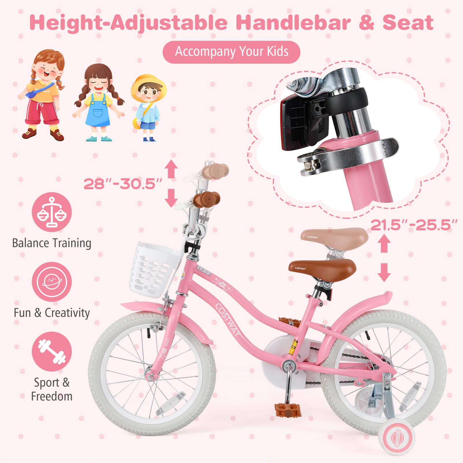 Height-Adjustable Handlebar & Seat  
Accompany Your Kids  

28" - 30.5"  
Balance Training  

21.5" - 25.5"  
Fun & Creativity  

Sport & Freedom  

COSTWAY