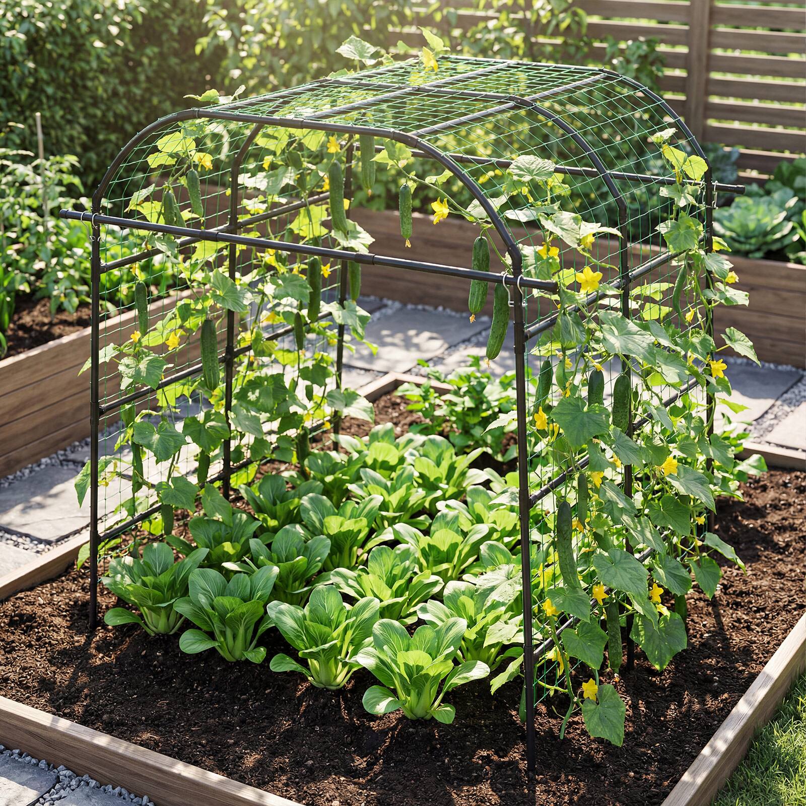 Alt View 4. Gymax - Gymax Metal Garden Arch Trellis for Climbing Plants Outdoor Wide Cucumber Trellis - Black.