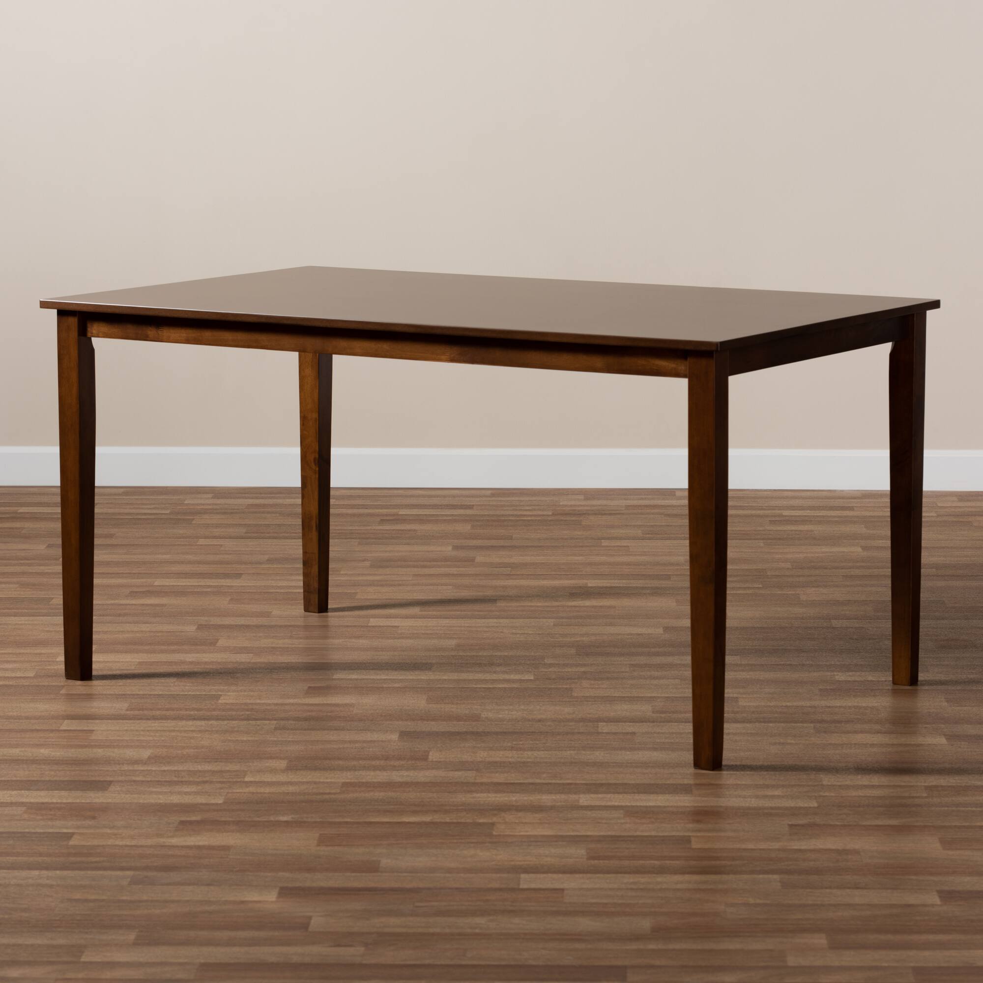 Alt View 2. Baxton Studio - Eveline Modern and Contemporary Finished Rectangular Wood Dining Table - Walnut Brown.