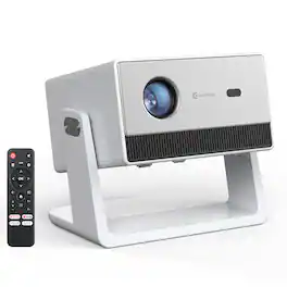 Happrun - Smart Projector 1500 ANSI 1080P FHD 4K Decoding 270° Stand WiFi Bluetooth Dolby Audio - White
