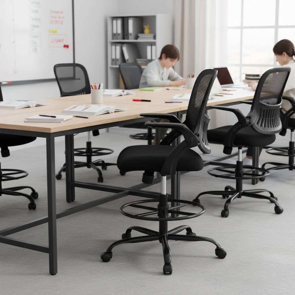 Alt View 4. AOITUN - Tall Drafting Desk Chair with Adjustable Height and Foot Ring, 400lbs Capacity, Ergonomic Office Chair for Desk Riser - Black.