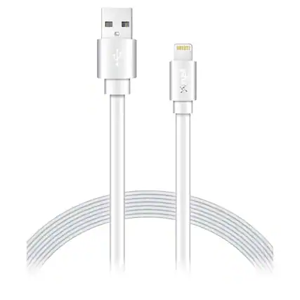 Front. Xyst - Charge and Sync USB to Lightning Flat Cable 4Ft - White.