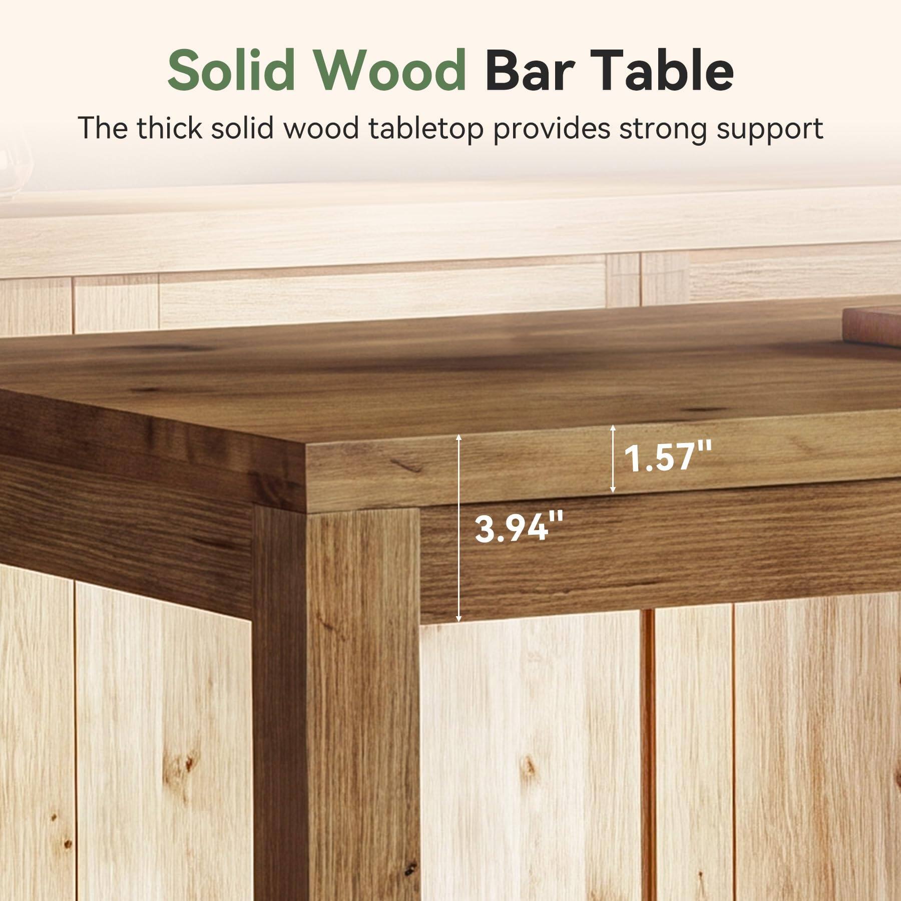 Solid Wood Bar Table  
The thick solid wood tabletop provides strong support  
1.57" 3.94"